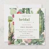 BOHO PINK FLORAL CACTI FOLIAGE BRAUTPARTY EINLADUNG (Vorderseite)