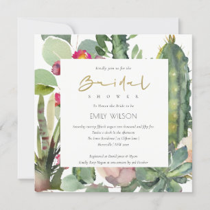 BOHO PINK FLORAL CACTI FOLIAGE BRAUTPARTY INVIT EINLADUNG