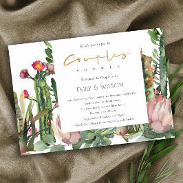BOHO PINK FLORAL CACTI FOLIAGE COUPLES SHOWER EINLADUNG