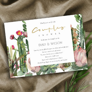 BOHO PINK FLORAL CACTI FOLIAGE COUPLES SHOWER EINLADUNG