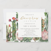 BOHO PINK FLORAL CACTI FOLIAGE COUPLES SHOWER EINLADUNG (Vorderseite)