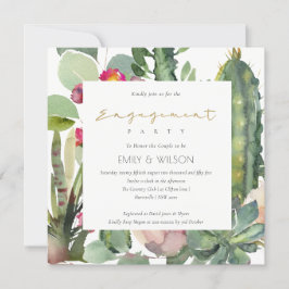 BOHO PINK FLORAL CACTI FOLIAGE VERLOBUNG EINLADUNG