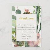 BOHO PINK FLORAL CACTI FOLIAGE WEDEDGE DANK EINLADUNG (Vorne/Hinten)