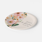Boho Pink Floral Champagne Brautparty Pappteller (Schrägansicht)