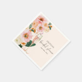 Boho Pink Floral Champagne Serviette (Ecke)