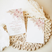 Boho Pink Floral Christening Taufe Einladung