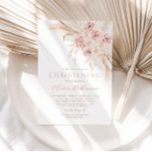 Boho Pink Floral Christening Taufe Einladung