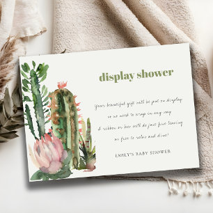 BOHO PINK FLORAL DESERT CACTI DISPLAY BABY SHOWER BEGLEITKARTE