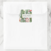 BOHO PINK FLORAL DESERT CACTI FAUNA BRAUTPARTY QUADRATISCHER AUFKLEBER (Tasche)