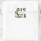 BOHO PINK FLORAL DESERT CACTI FAUNA BRAUTPARTY QUADRATISCHER AUFKLEBER (Tasche)