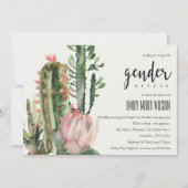 BOHO PINK FLORAL DESERT CACTI FAUNA GENDER REVEAL EINLADUNG (Vorderseite)