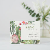 BOHO PINK FLORAL DESERT CACTI FAUNA SAVE THE DATE ANKÜNDIGUNGSPOSTKARTE (Stehend Vorderseite)
