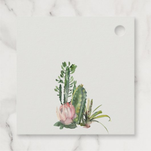 BOHO PINK FLORAL DESERT CACTI FOLIAGE BABY DUSCHE GESCHENKANHÄNGER (Rückseite)