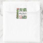 BOHO PINK FLORAL DESERT CACTI FOLIAGE BABY DUSCHE QUADRATISCHER AUFKLEBER (Tasche)