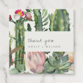 BOHO PINK FLORAL DESERT CACTI FOLIAGE DANKE GESCHENKANHÄNGER (Vorderseite)