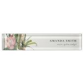 BOHO PINK FLORAL DESERT CACTI FOLIAGE WATERCOLOR NAMENSPLAKETTE (Vorderseite)