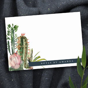 BOHO PINK FLORAL DESERT CACTI FOLIAGE WATERCOLOR POST-IT KLEBEZETTEL
