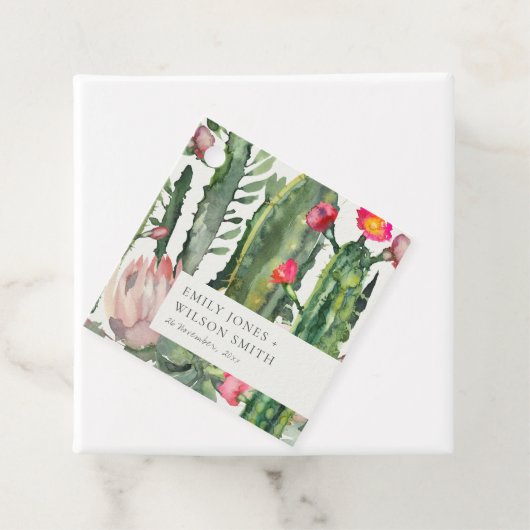 BOHO PINK FLORAL DESERT CACTI FOLIAGE WEDD GESCHENKANHÄNGER (Beispiel)