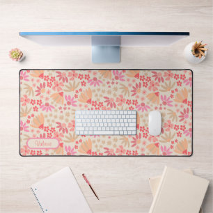 Boho Pink Floral Desk Mat Schreibtischunterlage