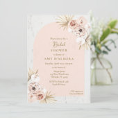 Boho Pink Floral Digital Brautparty Party Einladung (Stehend Vorderseite)