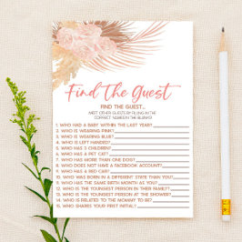 Boho Pink Floral Find The Guest Baby Shower Game Briefpapier