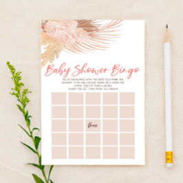 Boho Pink Floral Flowers Bingo Baby Shower Game Briefpapier