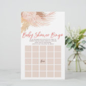 Boho Pink Floral Flowers Bingo Baby Shower Game Briefpapier (Stehend Vorderseite)