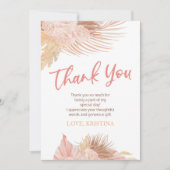 Boho Pink Floral Flowers Birthday Party Dankeskarte (Vorderseite)