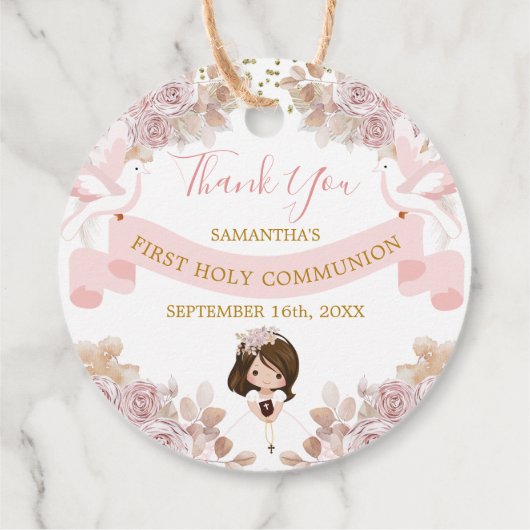 Boho Pink Floral Girl 1. Heilige Kommune Vielen Da Geschenkanhänger (Rückseite)