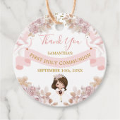 Boho Pink Floral Girl 1. Heilige Kommune Vielen Da Geschenkanhänger (Vorderseite)