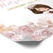 Boho Pink Floral Girl Erste Heilige Kommune Willko Poster (Ecke)