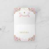 Boho Pink Floral Girl Erste Heilige Kommunion gekl Dankeskarte (Innenseite)