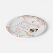 Boho Pink Floral Girl FIRST Heilige Kommune Kreuz Pappteller (Schrägansicht)