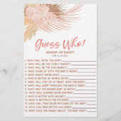 Boho Pink Floral Guess Who! Baby Shower Game Briefpapier (Vorderseite)