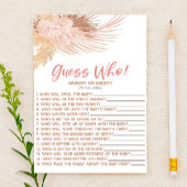 Boho Pink Floral Guess Who! Baby Shower Game Briefpapier