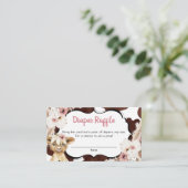 Boho Pink Floral Highland Kuh Diaper Raffel Begleitkarte (Stehend Vorderseite)