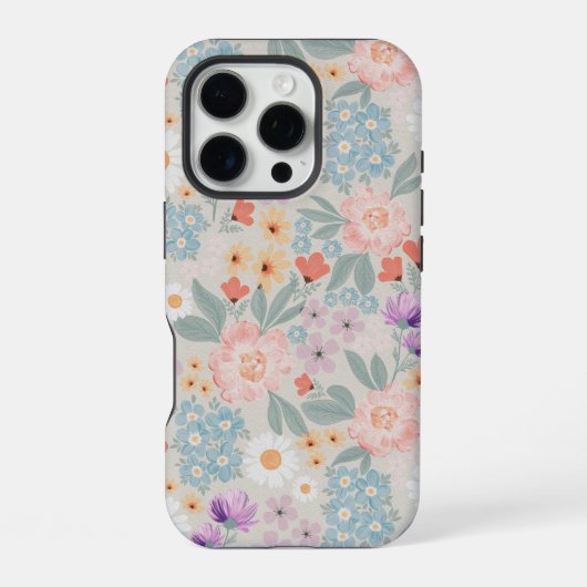 Boho Pink Floral iPhone Hülle (Rückseite)