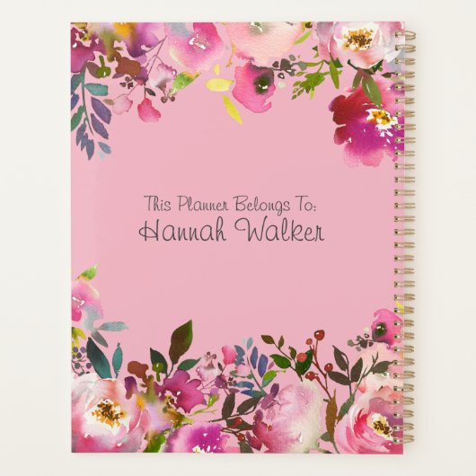 Boho Pink Floral Life ist zäh, das Leben zitiert Planer (Rückseite)