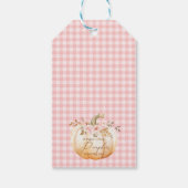 Boho Pink Floral Little Pumpkin Baby Dusche Geschenkanhänger (Rückseite)
