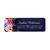 Boho Pink Floral Navy Hochzeitsrücksendesiegel (Vorne)