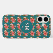 Boho Pink Floral Personalize Monogram Case-Mate iPhone Hülle (Rückseite (Horizontal))