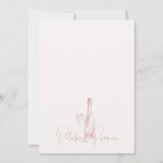 Boho Pink Floral Petals Prosecco Brautparty Einladung (Rückseite)