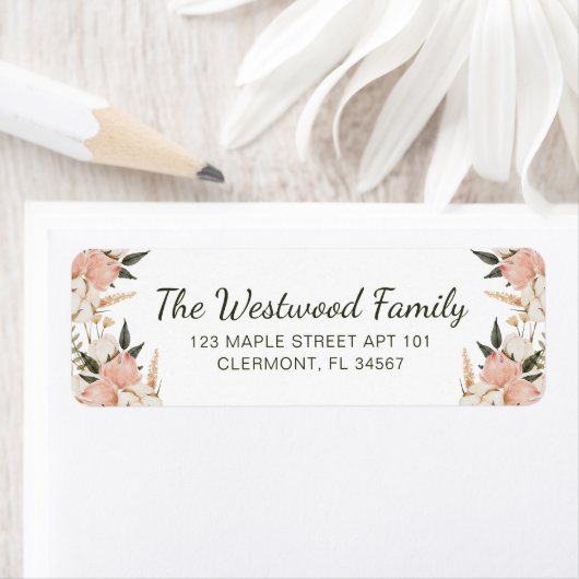 Boho Pink Floral Rücksendeadresse (Insitu)