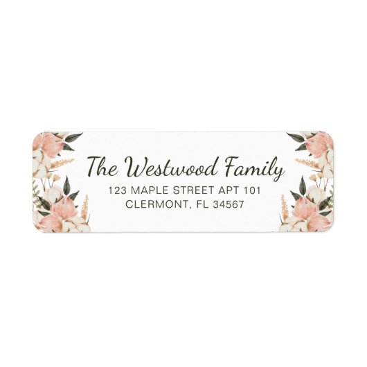 Boho Pink Floral Rücksendeadresse (Vorne)