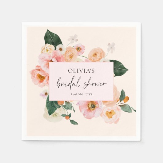 Boho Pink Floral Serviette (Vorderseite)
