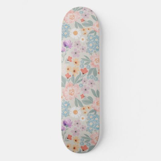 Boho Pink Floral Skateboard (Vorderseite)