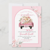 Boho Pink Floral Sweet Pumpkin Truck Kinderdusche Einladung (Vorderseite)