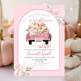 Boho Pink Floral Sweet Pumpkin Truck Kinderdusche Einladung