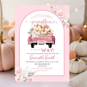 Boho Pink Floral Sweet Pumpkin Truck Kinderdusche Einladung