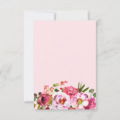 Boho Pink Floral Typografy Wedding RSVP Karte (Rückseite)